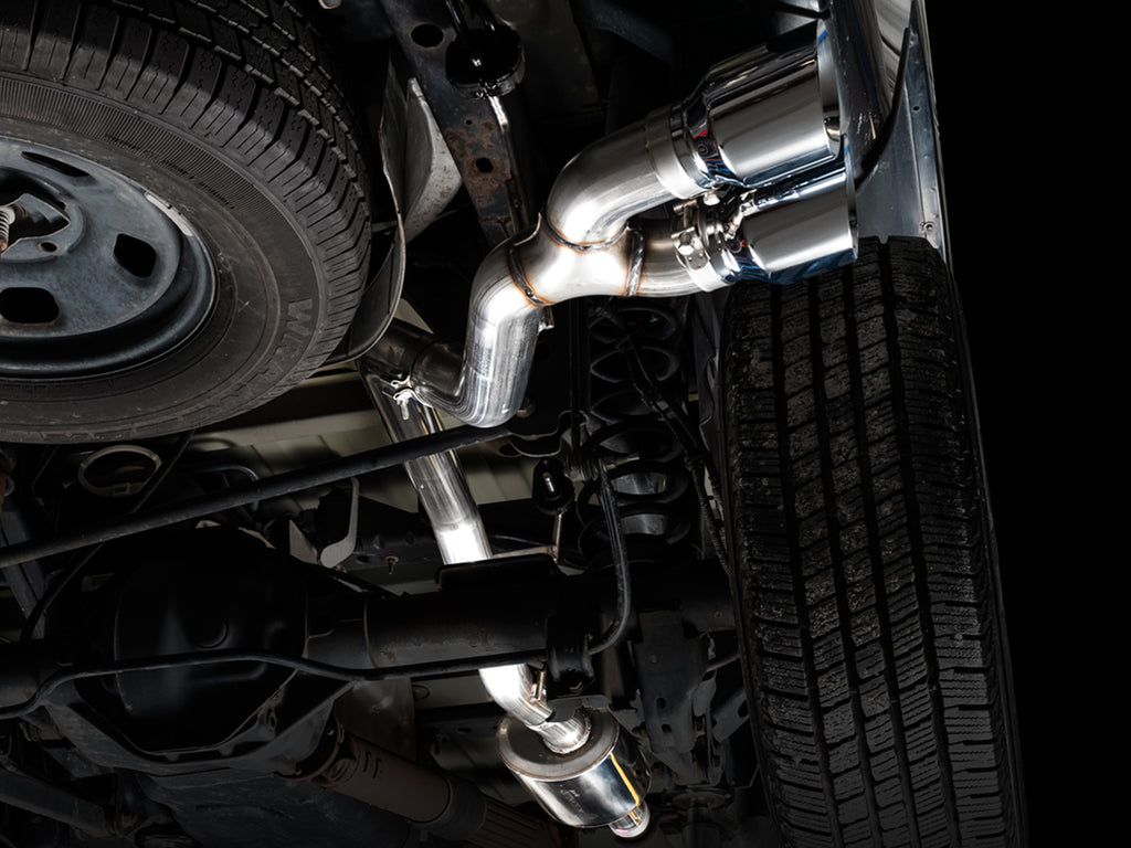 AWE 0FG Single Side Exit Catback Exhaust for 4th Gen RAM 1500 5.7L (without bumper cutouts) - Dual Chrome Tips