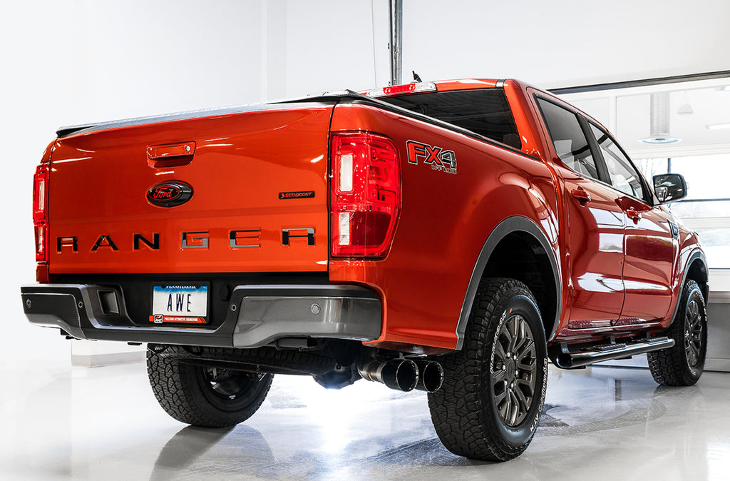 AWE 0FG Exhaust with BashGuard for Ford Ranger - Dual Diamond Black Tips