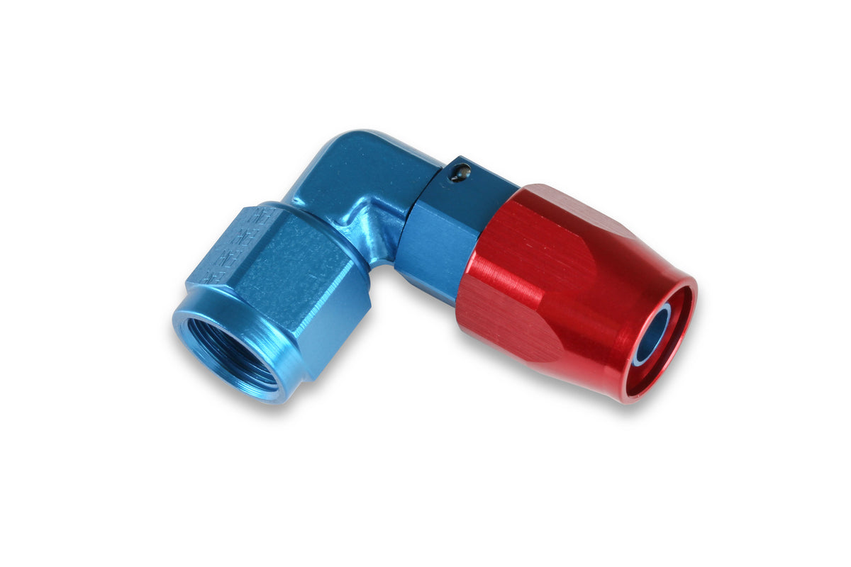 Earls 90 Degree Swivel-Seal® Hose End AN -6 - Red/Blue