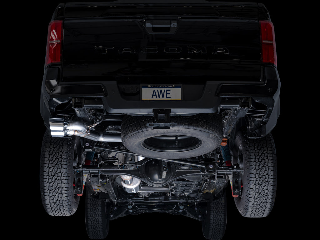 AWE 0FG Exhaust for 4th Gen Toyota Tacoma - Dual Chrome Silver Tips