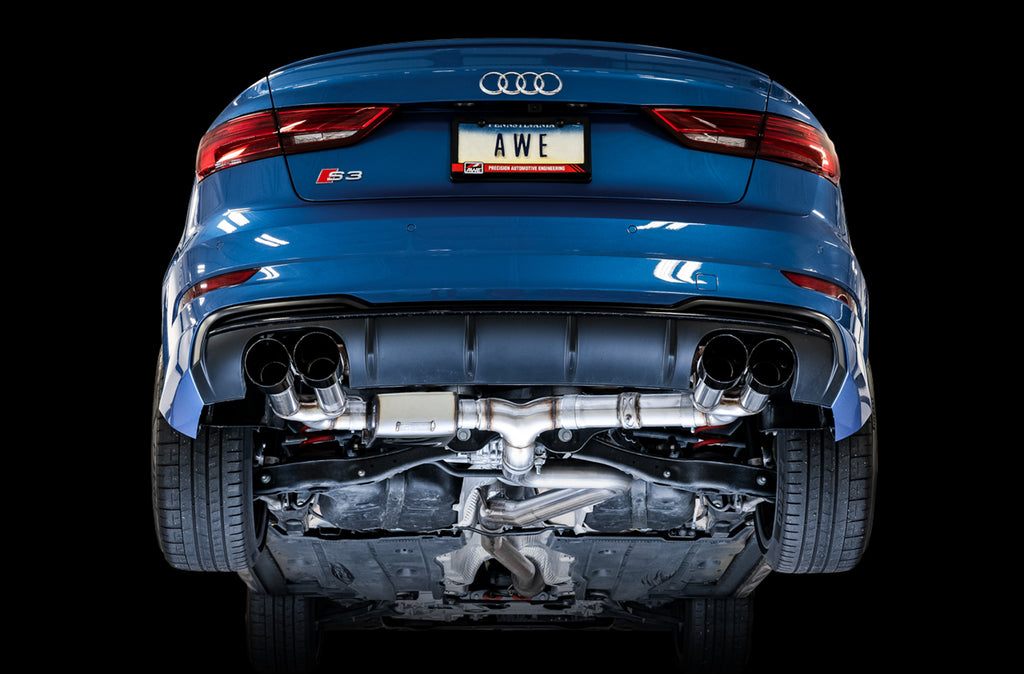 AWE SwitchPath™ Exhaust for Audi 8V S3 - 4" Diamond Black Tips