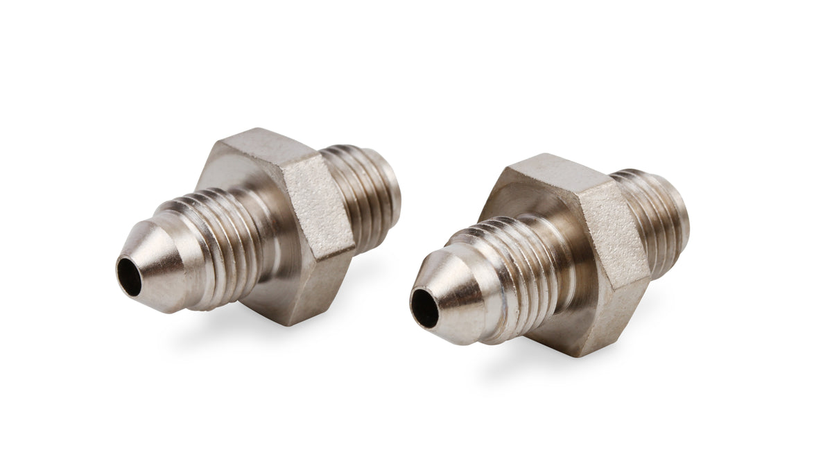 Brake Adapter Thread Size -3AN To 3/8"-24 Inverted Flare 2 Per Package Electroless Nickel Plated Short Steel