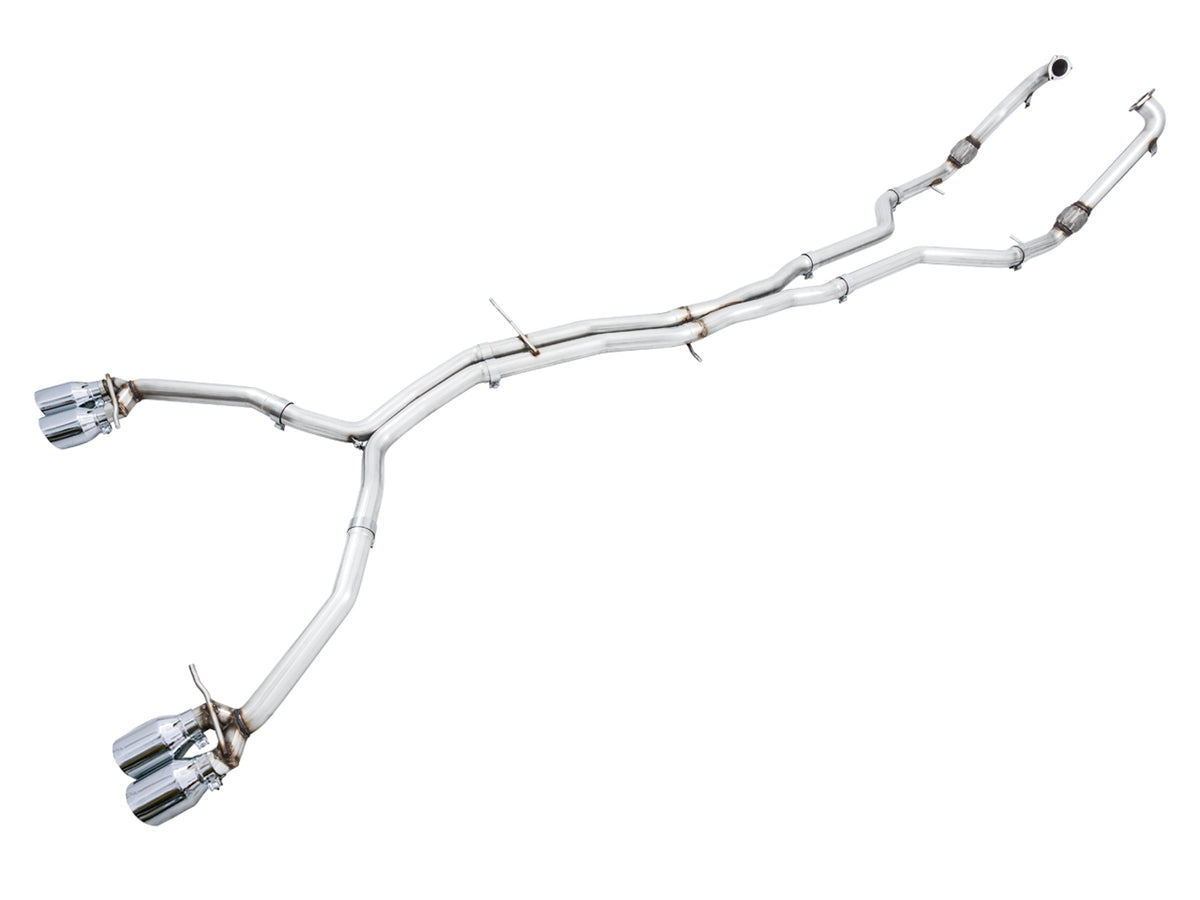 AWE Track Edition Exhaust for Audi B9 S5 Coupe - Non-Resonated - 4" Chrome Silver Tips