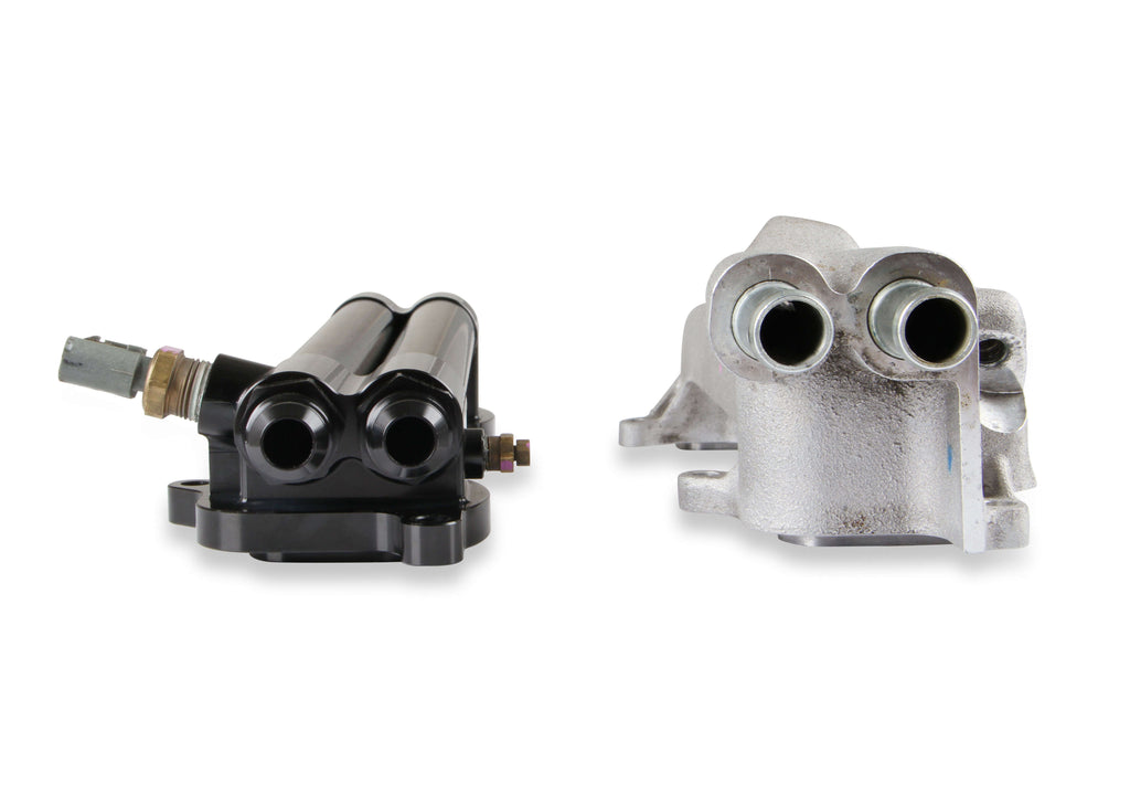 Fits 2015 & Up Gen III Hemi 6.2L Hellcat Engines.  1.875" Shorter than the factory Manifold for Extra Firewall Clearance. -10 Female O-Ring Port Inlet & Outlet.
