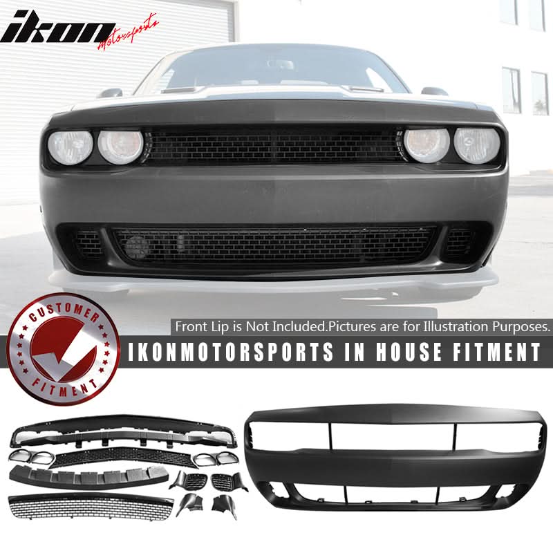 2008-2014 Dodge Challenger Front Bumper Cover w/ Car Grille Unpainted