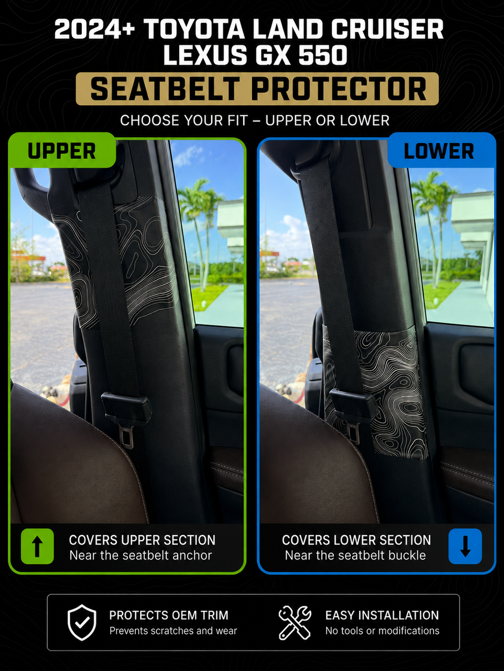 Topographic Seatbelt Panel Protection - 2024+ Land Cruiser / GX550