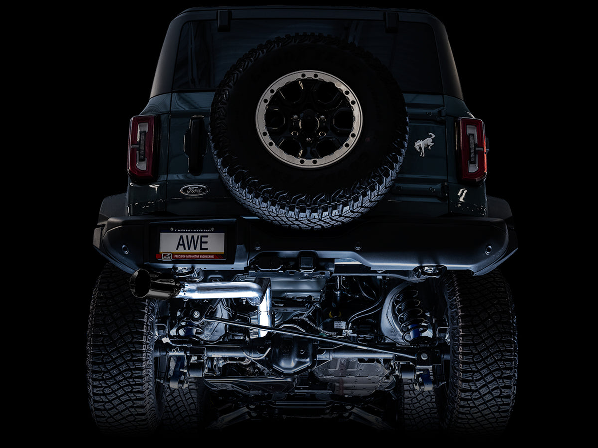 AWE 0FG Catback Exhaust for Ford Bronco with BashGuard™ - Single 5" Diamond Black Tip