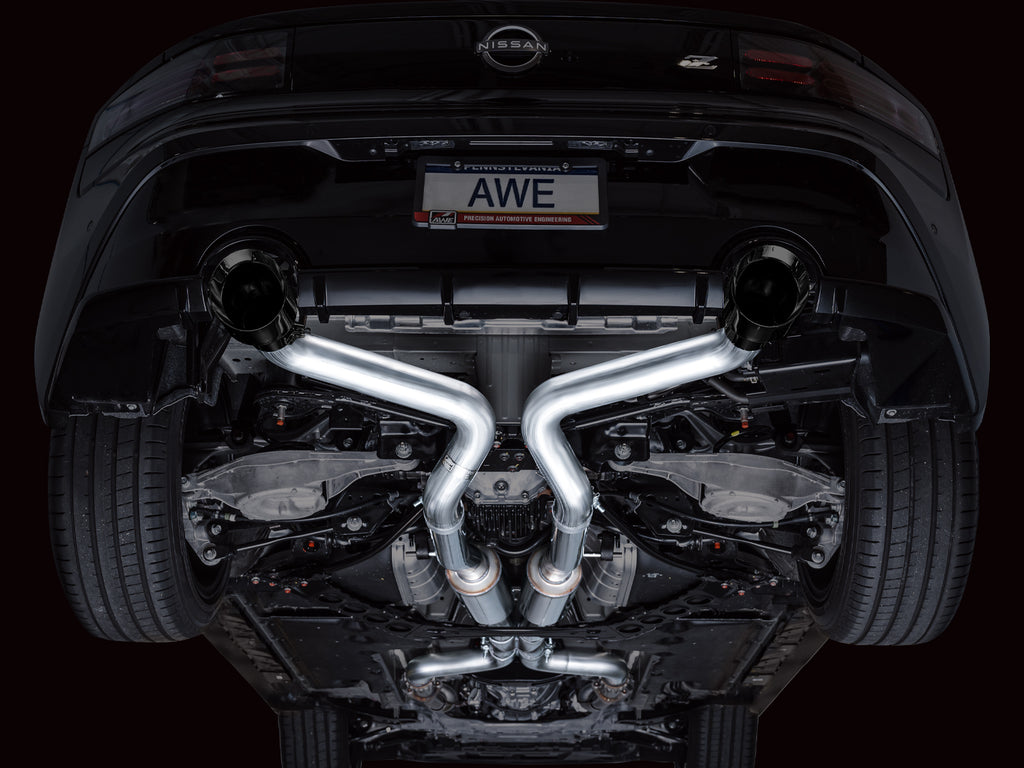AWE Track Edition Exhaust for Nissan Z - 5” Diamond Black Tips
