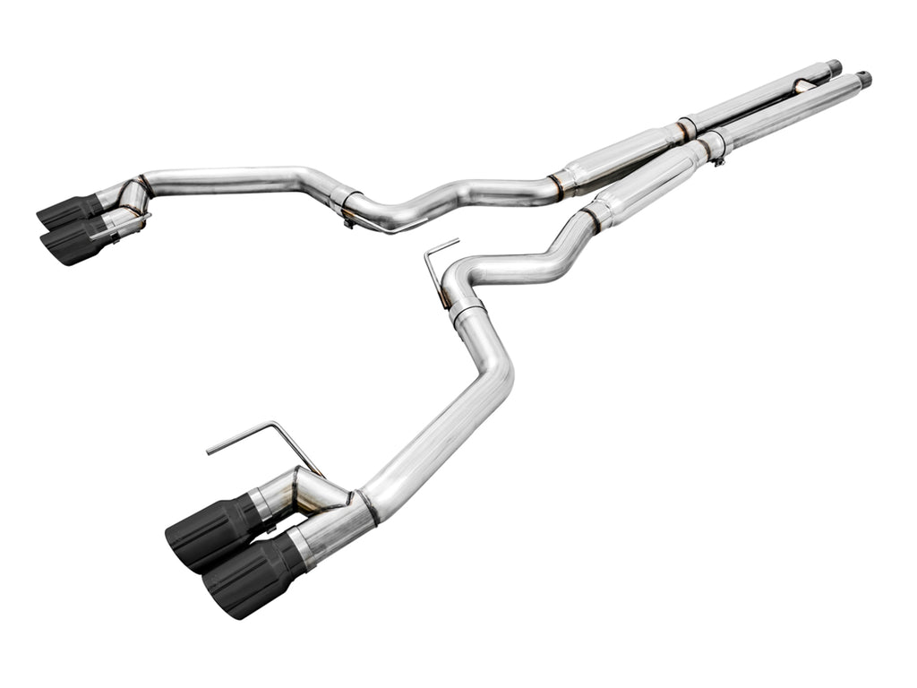 AWE Track Edition Cat-back Exhaust for the '18-'23 S550 Mustang GT - Quad Diamond Black Tips