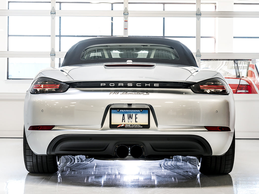 AWE SwitchPath™ Exhaust for Porsche 718 Boxster / Cayman (PSE Only) - Diamond Black Tips
