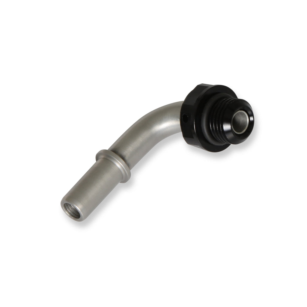 -6 AN O-Ring Port Male to 3/8" Tube OE (Original Equipment) Style - Stainless Steel & Back Aluminum Construction. Ideal for Use w/ Stock Fuel Hose & Billet Aluminum Fuel Rails, or Fuel Module.