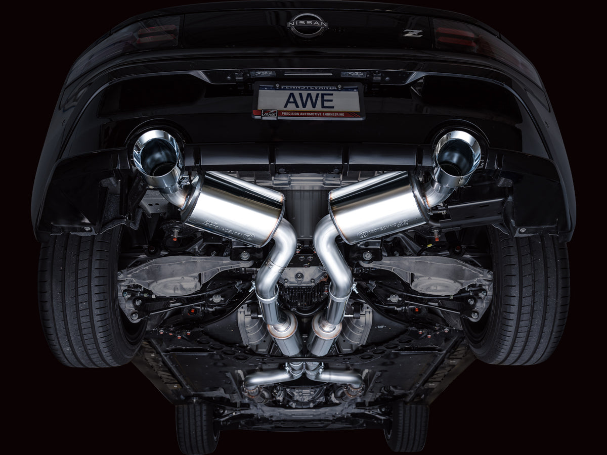 AWE Touring Edition Exhaust for Nissan Z - 5” Chrome Silver Tips