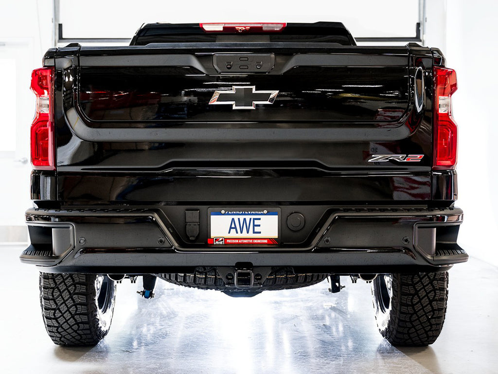AWE 0FG Catback Exhaust for Silverado ZR2/Sierra AT4X - Dual Bashguard