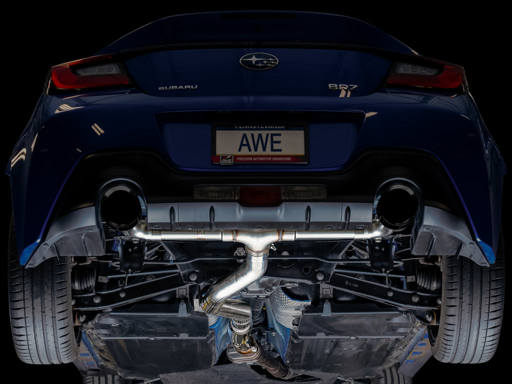AWE Track Edition Exhaust for Subaru BRZ / Toyota GR86 / Toyota 86 / Scion FR-S - 5" Diamond Black Tips