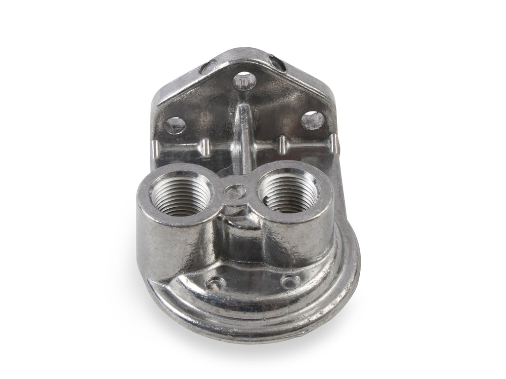 Cast Remote Oil Filter Mount Kit with 1/2" NPT facing upward - Female 3/4"- 16 Thread for Single Filter Mount.