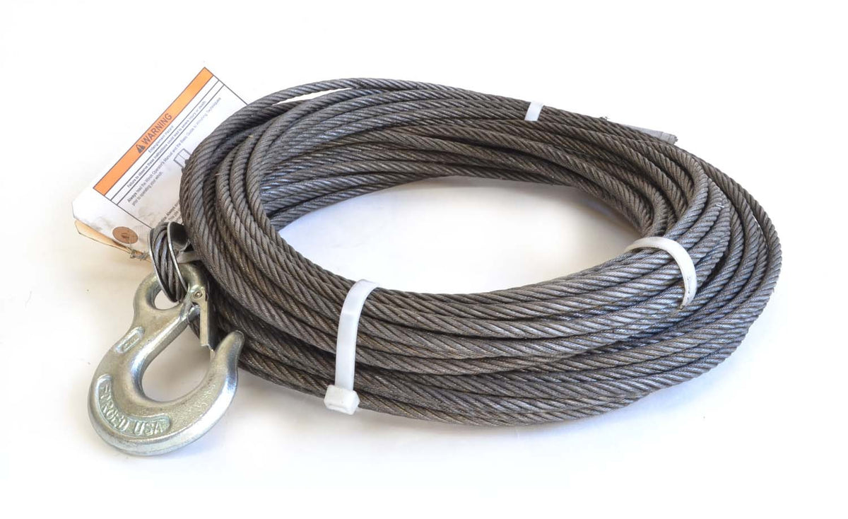 Replacement Steel Winch Rope - 1/4 in x 100 ft, Galvanized