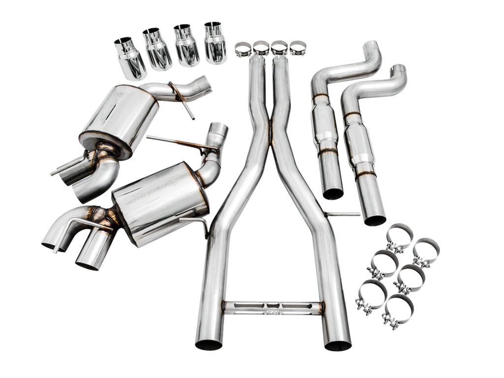 AWE Touring Edition Catback Exhaust for Gen6 Camaro SS/ZL1/LT1, Quad Outlet - Resonated - 4.5" Chrome Silver Tips