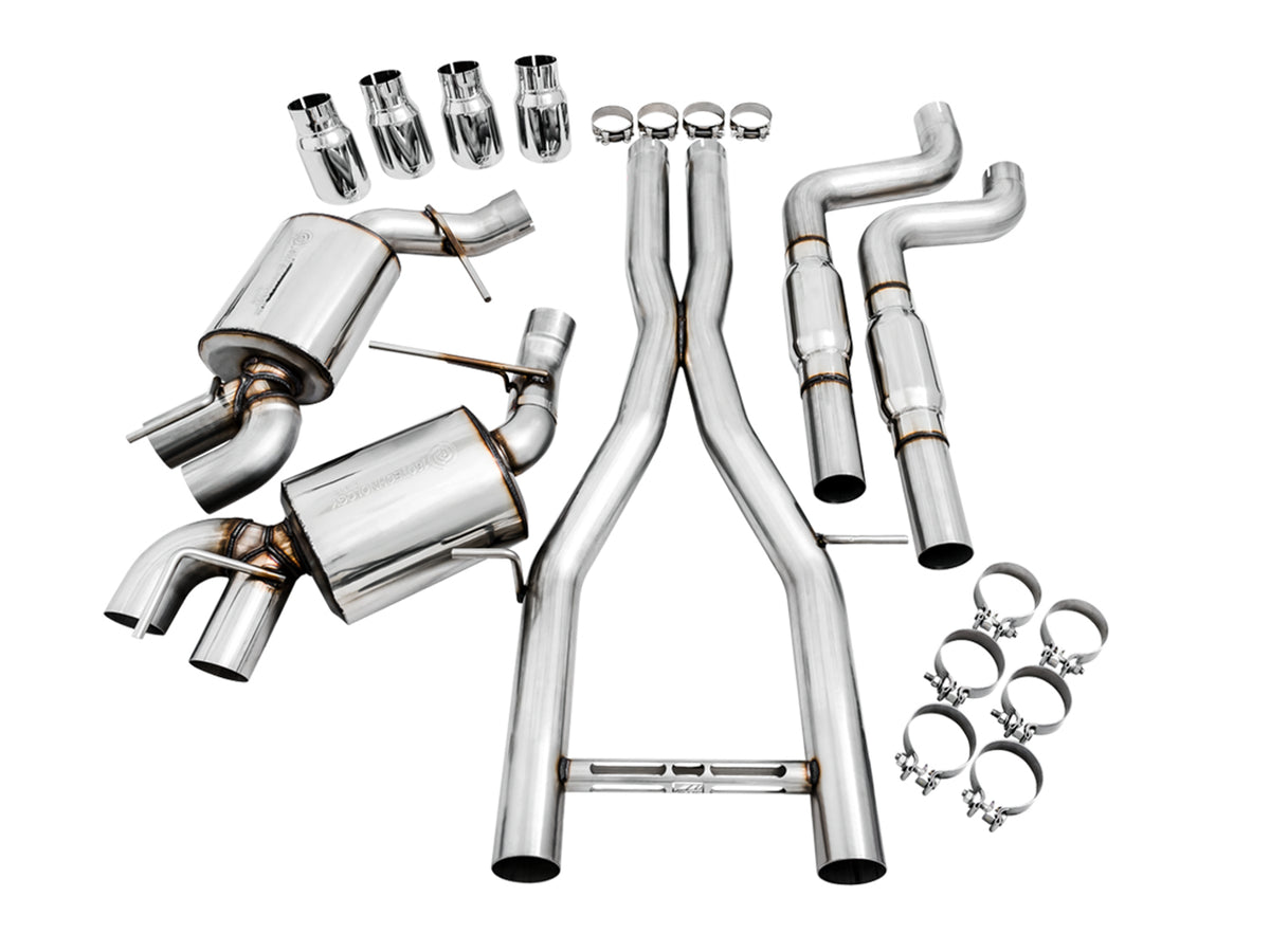 AWE Touring Edition Catback Exhaust for Gen6 Camaro SS/ZL1/LT1, Quad Outlet - Resonated - 4.5" Chrome Silver Tips