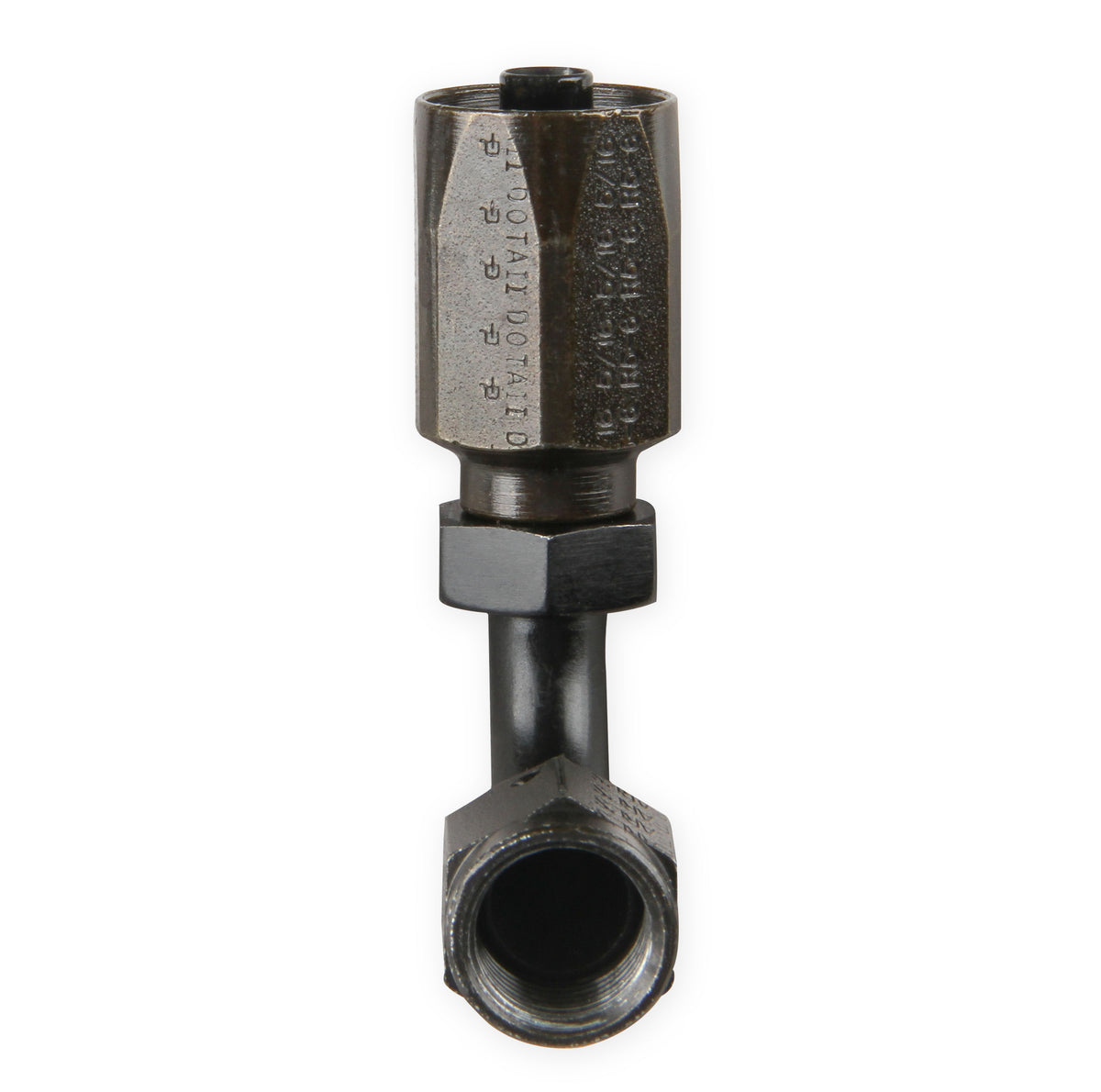 Power Steering Hose End - 90 Degeee -6 AN - Steel w/ Black Chromate Finish