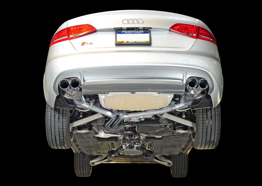 AWE Touring Edition Exhaust for Audi B8 S4 3.0T - 4" Diamond Black Tips