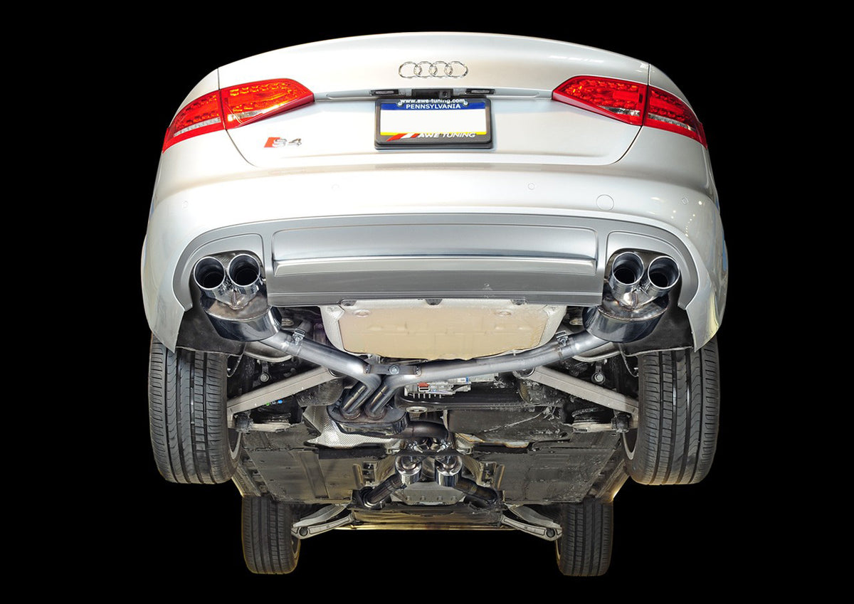 AWE Touring Edition Exhaust for Audi B8 S4 3.0T - 4" Diamond Black Tips
