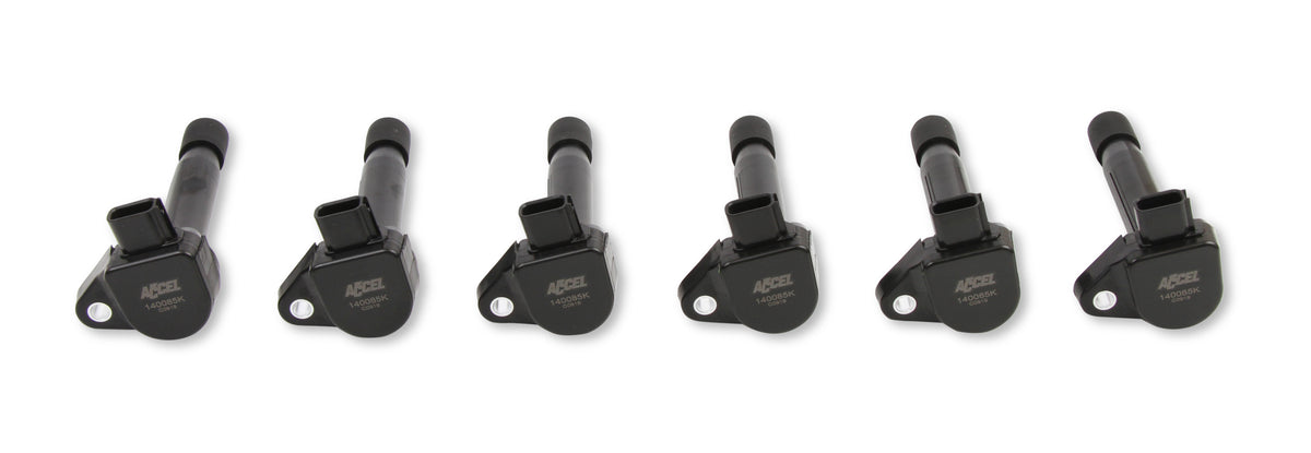 Ignition Coil - Honda and Acura 3.0, 3.2, 3.5L, 6-cylinder, Black, 6-Pack - Fits 1999 - 2010 Honda Accord, Odyssey 3.0, 3.5L and Acura CL, TL, RL with 3.2, 3.5L, 6-cylinder engines.
