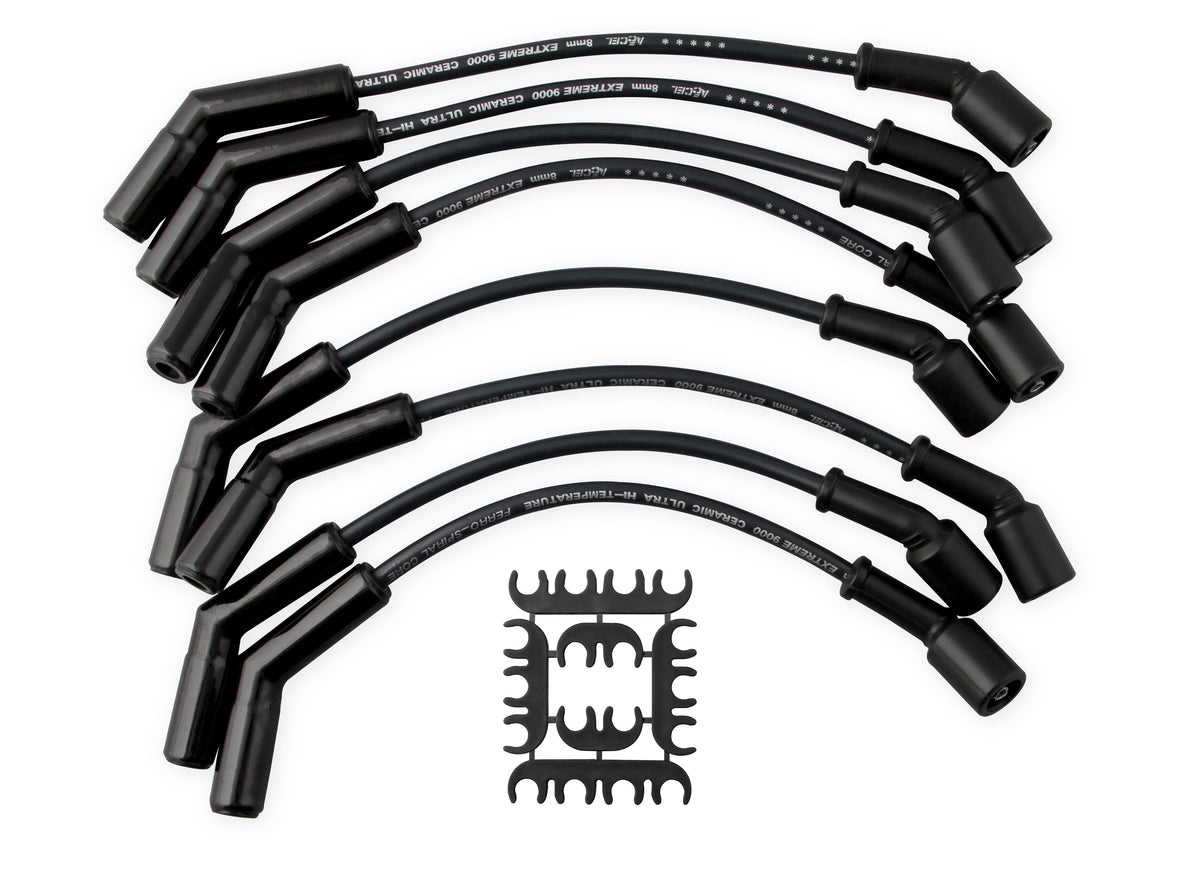 Spark Plug Wire Set - Extreme 9000 Black Ceramic-Chevy/GM 01-04-3/4 & 1 Ton 8.1L - This custom fit extreme heat black ceramic boot spark plug wire set fits Chevy / GM 2001-2004 - 3/4 & 1 Ton 8.1L.