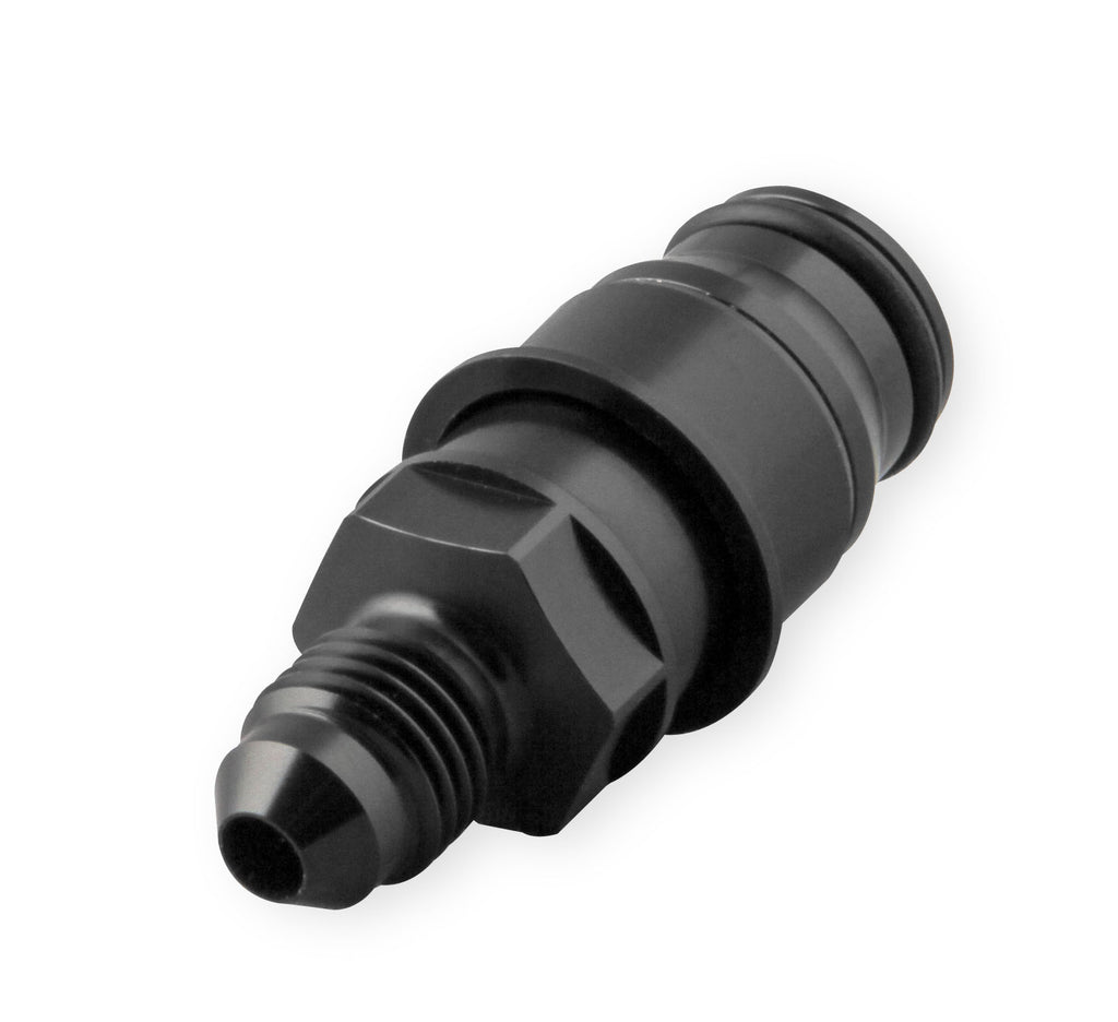 Clutch Adapter Fitting, -4 AN Male to Quick Connect, Fits Late Model T56 Hydraulic Clutch Release Bearing, Aluminum w/ Black Anodized Finish.  Includes Release Tool.