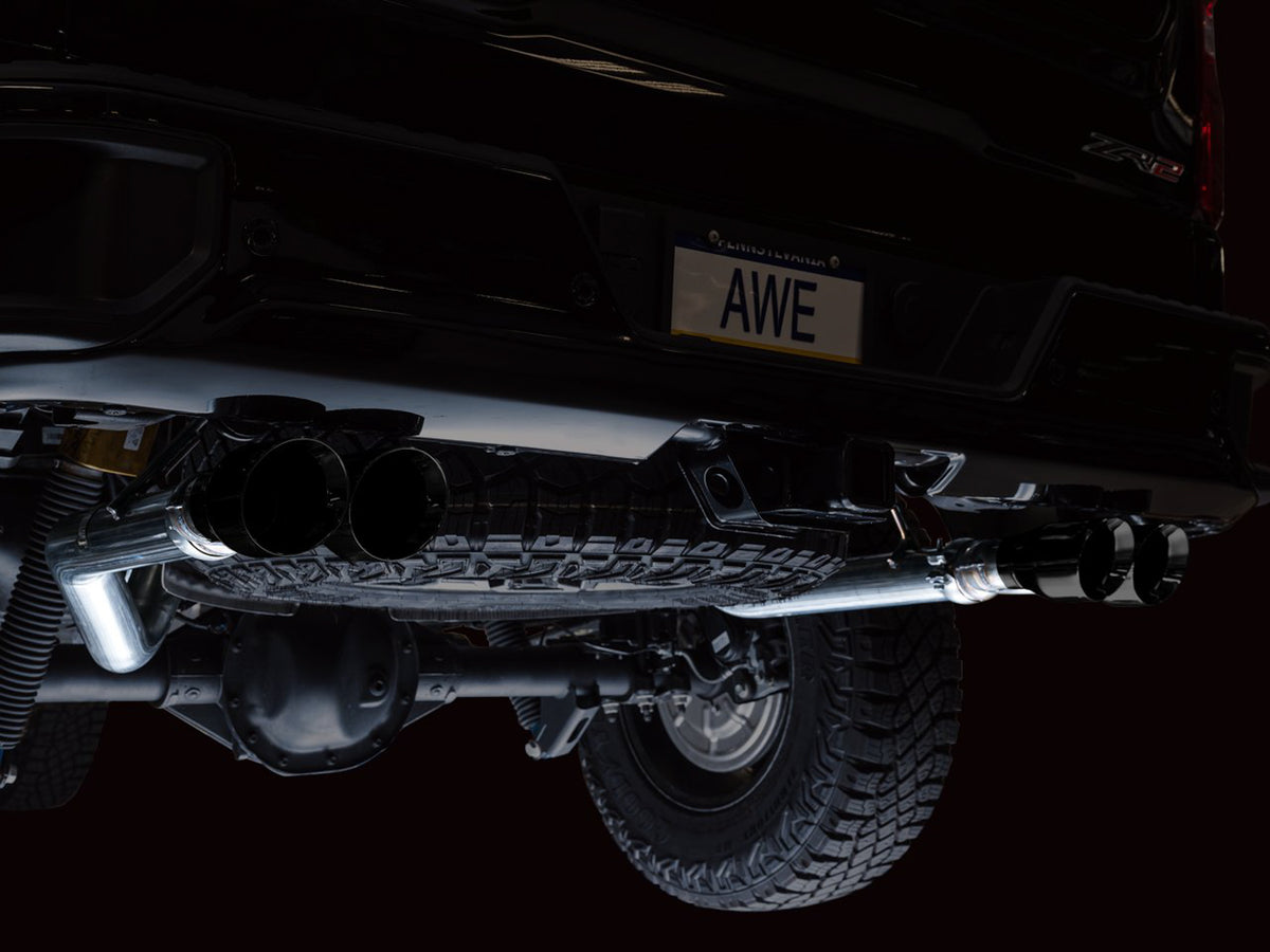 AWE 0FG Catback Exhaust for Silverado ZR2/Sierra AT4X - 4" Diamond Black Tips