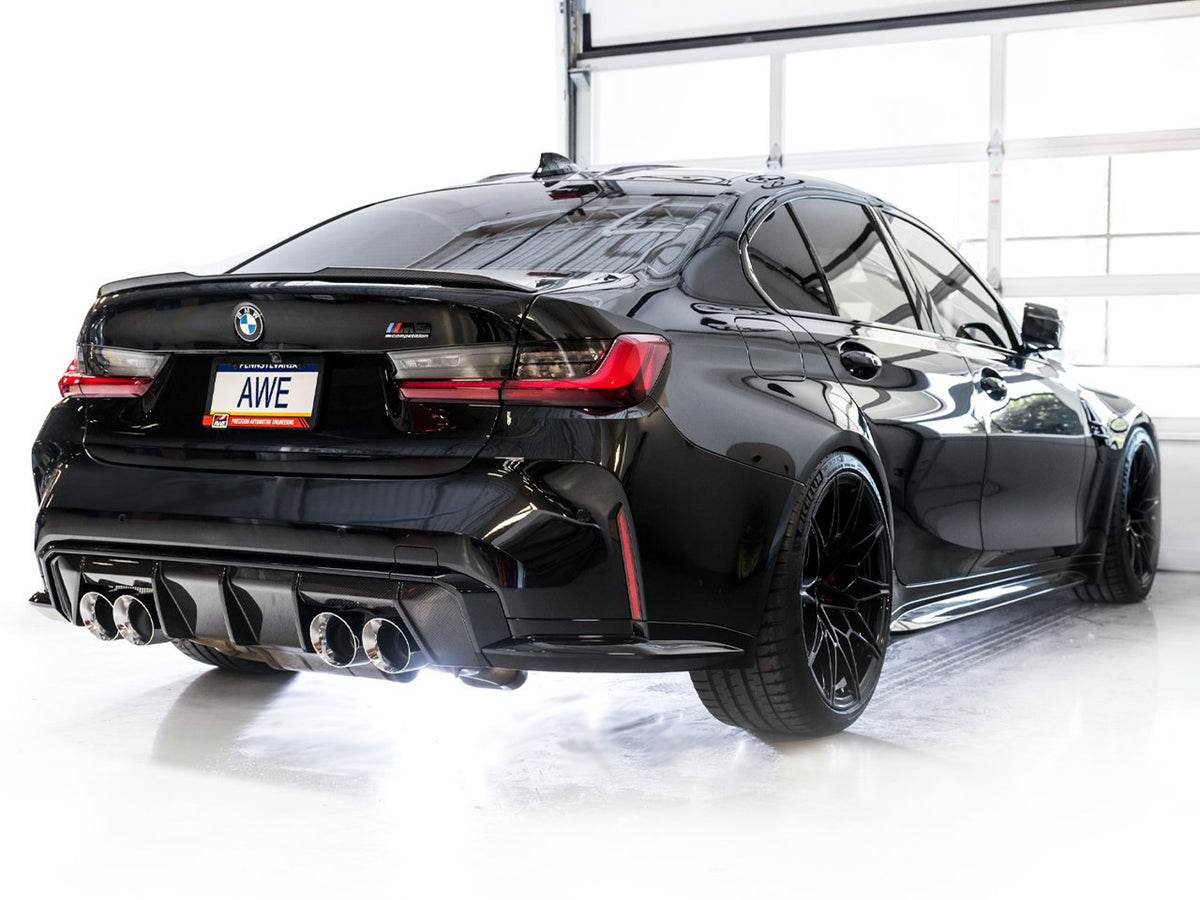 AWE SwitchPath Catback Exhaust for BMW G8X M3/M4 - 4.5" Chrome Silver Tips