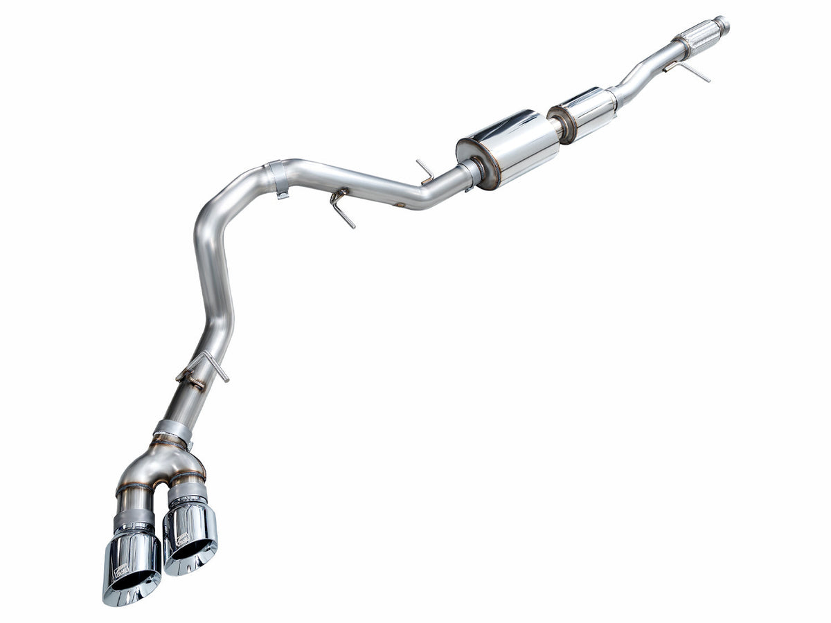 AWE 0FG Catback Side Exit Exhaust for 2021+ Tahoe/Yukon 5.3L - 4.5" Chrome Silver Tips - 3015-32007