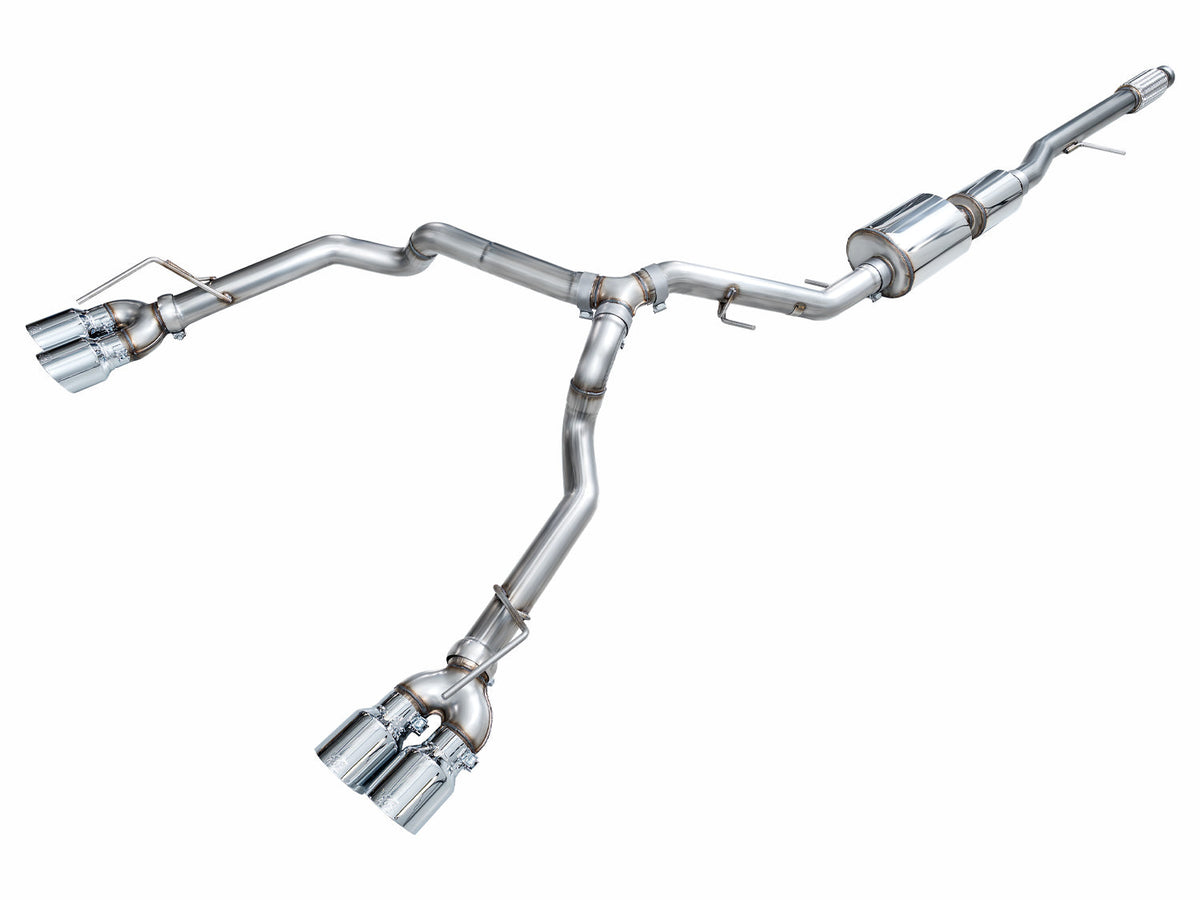AWE 0FG Catback Split Rear Exit Exhaust for 2021+ Suburban/Yukon XL 5.3L - 4.5" Quad Chrome Silver Tips - 3015-42007