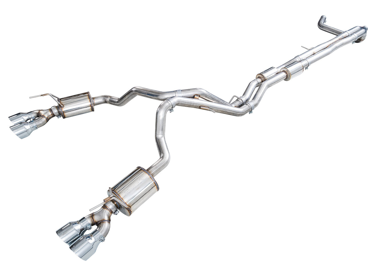 AWE 0FG Exhaust Suite for 2021+ Cadillac Escalade ESV 6.2L - Quad Chrome Silver Tips