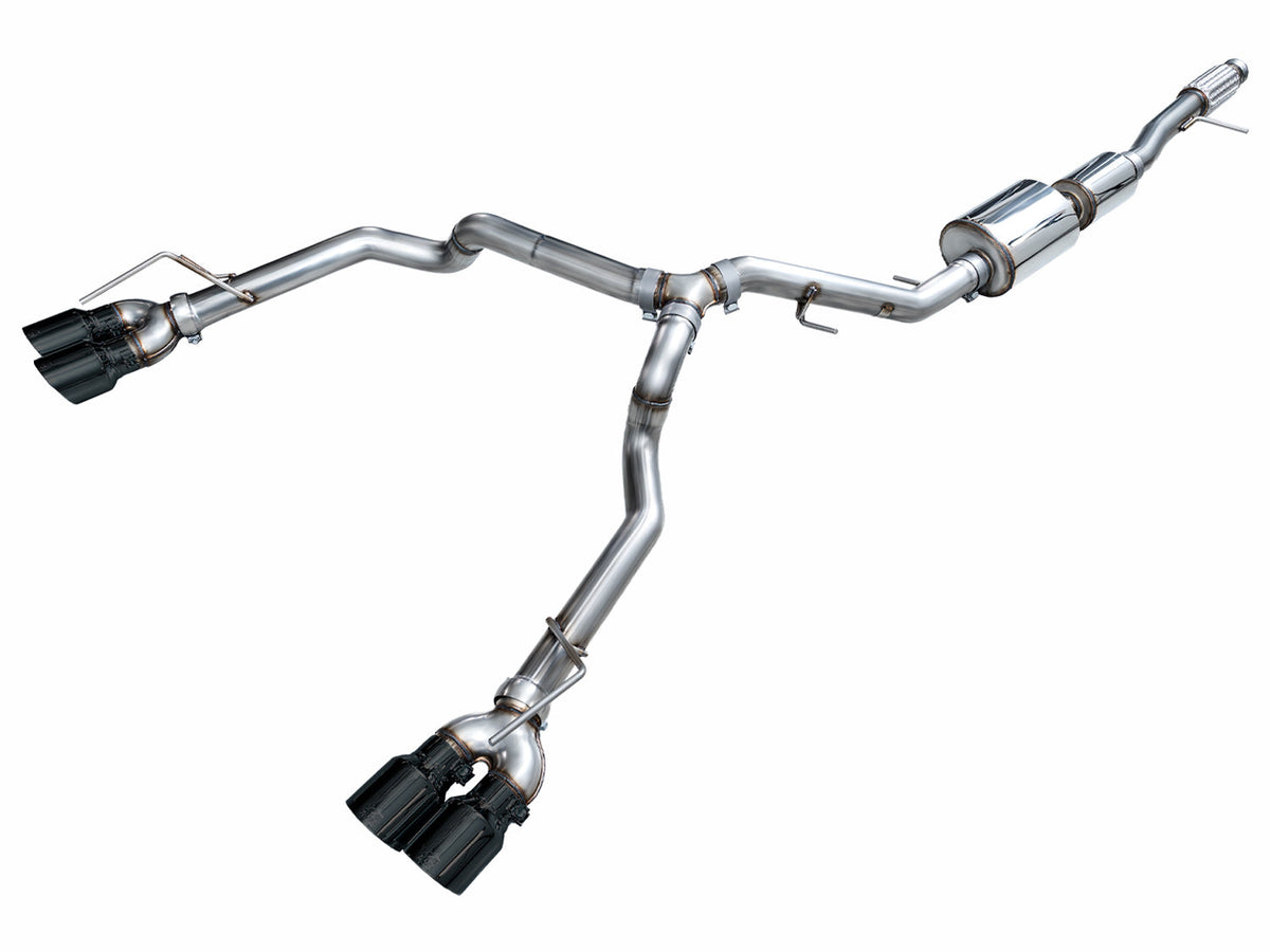 AWE 0FG Catback Split Rear Exit Exhaust for 2021+ Tahoe/Yukon 5.3L - 4.5" Quad Diamond Black Tips - 3015-43006