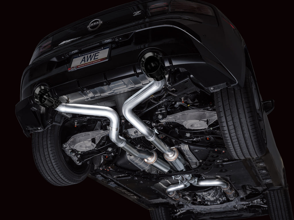AWE Track Edition Exhaust for Nissan Z - 5” Diamond Black Tips
