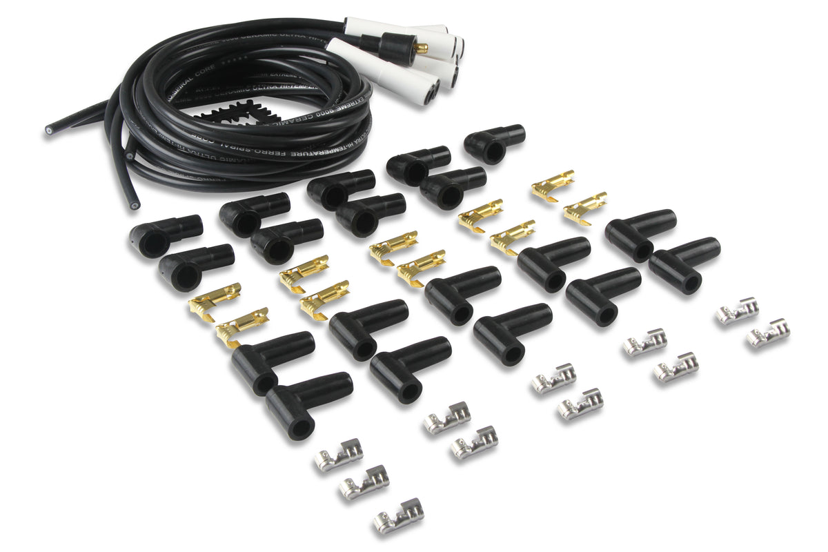 Spark Plug Wire Set - Universal - 180 Deg White Ceramic Boots - These ceramic boot spiral core universal fit spark plug wire sets have straight 180 degree boots.
