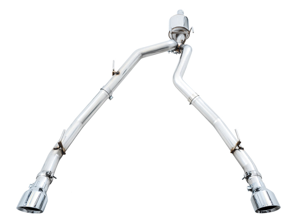 AWE 0FG Dual Rear Exit Catback for 4th Gen RAM 1500 5.7L (with bumper cutouts) - Chrome Silver Tips