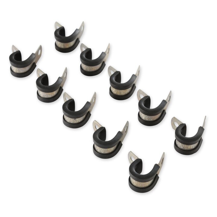Cushioned Hose Clamp, Fits 3/8" Tube Or Hose O.D., Package Of 10, Aluminum Finish