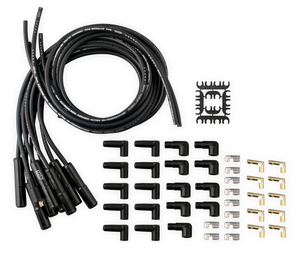 Spark Plug Wire Set - Universal - 180 Deg Black Ceramic Boots - These black ceramic boot spiral core universal fit spark plug wire sets have straight 180 degree boots.