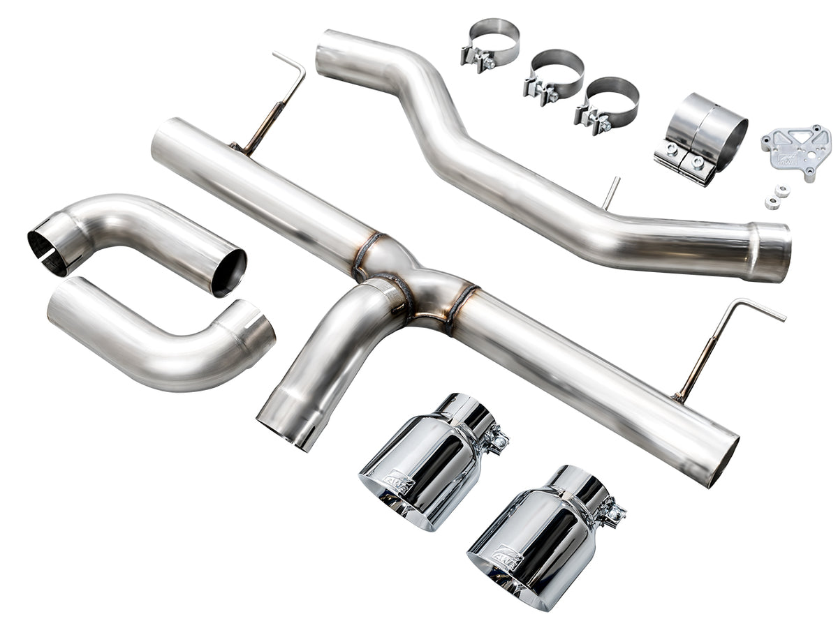 AWE Track Edition Axleback Exhaust for BMW G2X 330i/430i - 4.5” Chrome Silver Tips