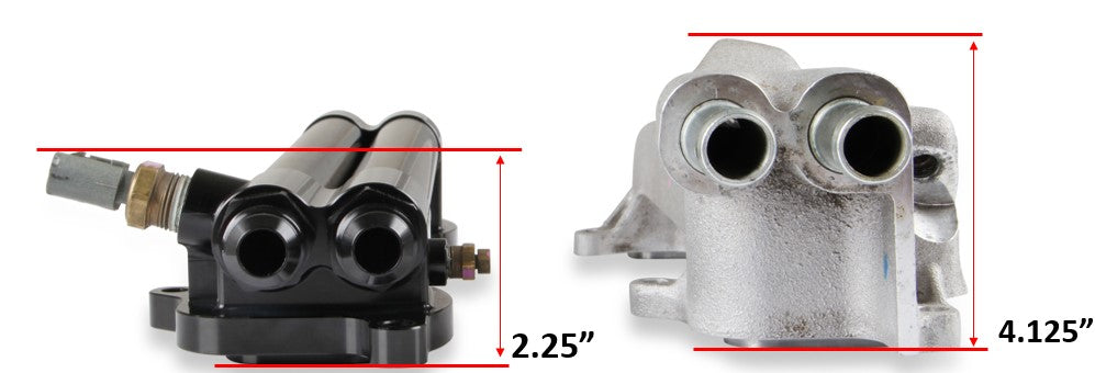 Fits 2015 & Up Gen III Hemi 6.2L Hellcat Engines.  1.875" Shorter than the factory Manifold for Extra Firewall Clearance. -10 Female O-Ring Port Inlet & Outlet.