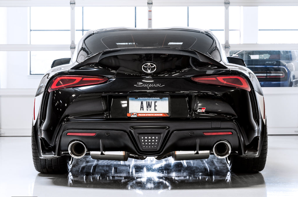 AWE Resonated Touring Edition Exhaust for A90 Supra - 5" Chrome Silver Tips