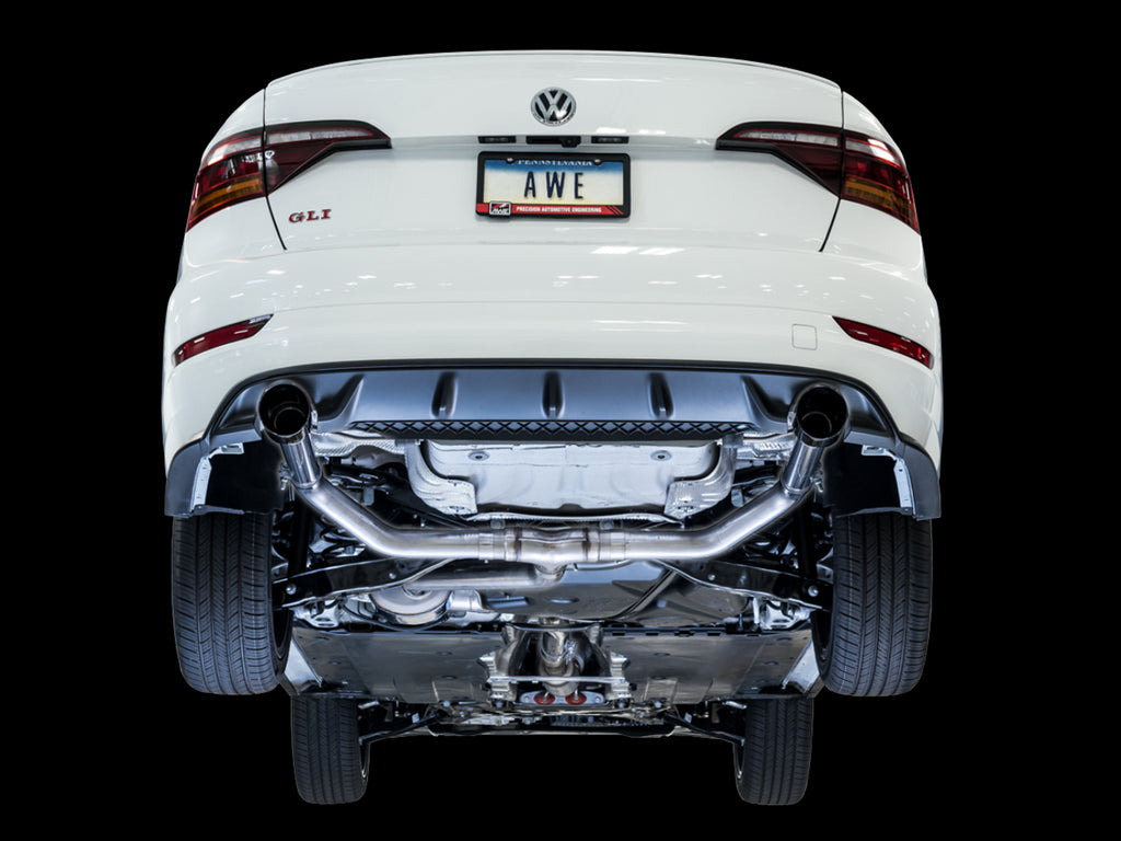 AWE Track Edition Exhaust - Resonated - for MK7 Jetta GLI w/ High Flow Downpipe (not included) - Diamond Black Tips
