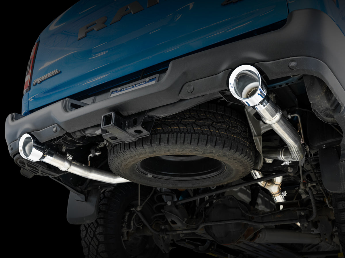 AWE 0FG Dual Rear Exit Catback for 5th Gen RAM 1500 5.7L (with bumper cutouts) - Chrome Silver Tips