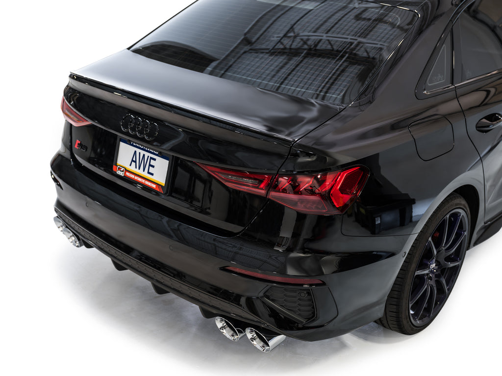 AWE Track Edition Exhaust for Audi 8Y S3 - 4.5" Chrome Silver Tips