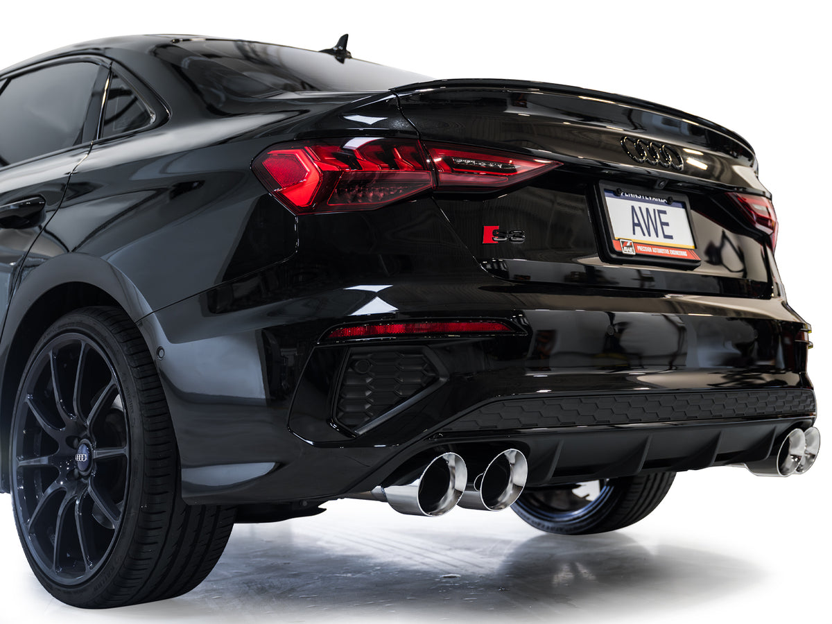AWE Touring Edition Exhaust for Audi 8Y S3 - 4.5" Chrome Silver Tips