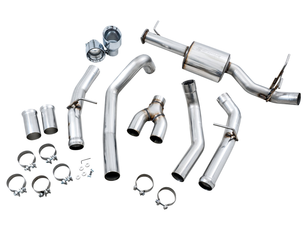 AWE 0FG Dual Rear Exit Catback for 5th Gen RAM 1500 5.7L (with bumper cutouts) - Chrome Silver Tips