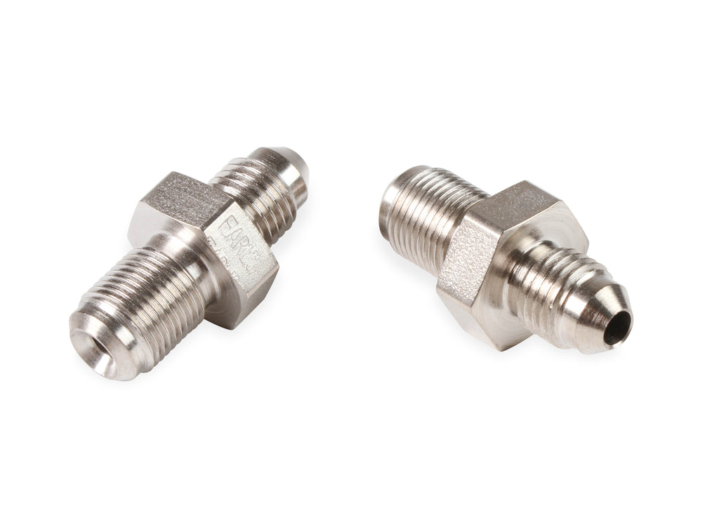 Brake Adapter Thread Size -4 AN To M12x1.00mm Uniflare 2 Per Package Electroless Nickel Plated Steel. Package of 2 pieces.  Uniflare Fittings Fit Both Bubble & Inverted Flare.