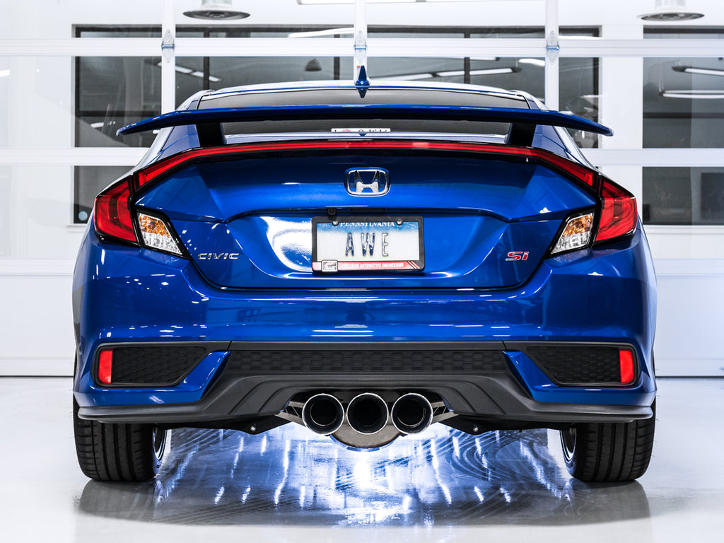 AWE Touring Edition Exhaust for 10th Gen Civic Si Coupe / Sedan (includes Front Pipe) - Triple Chrome Silver Tips