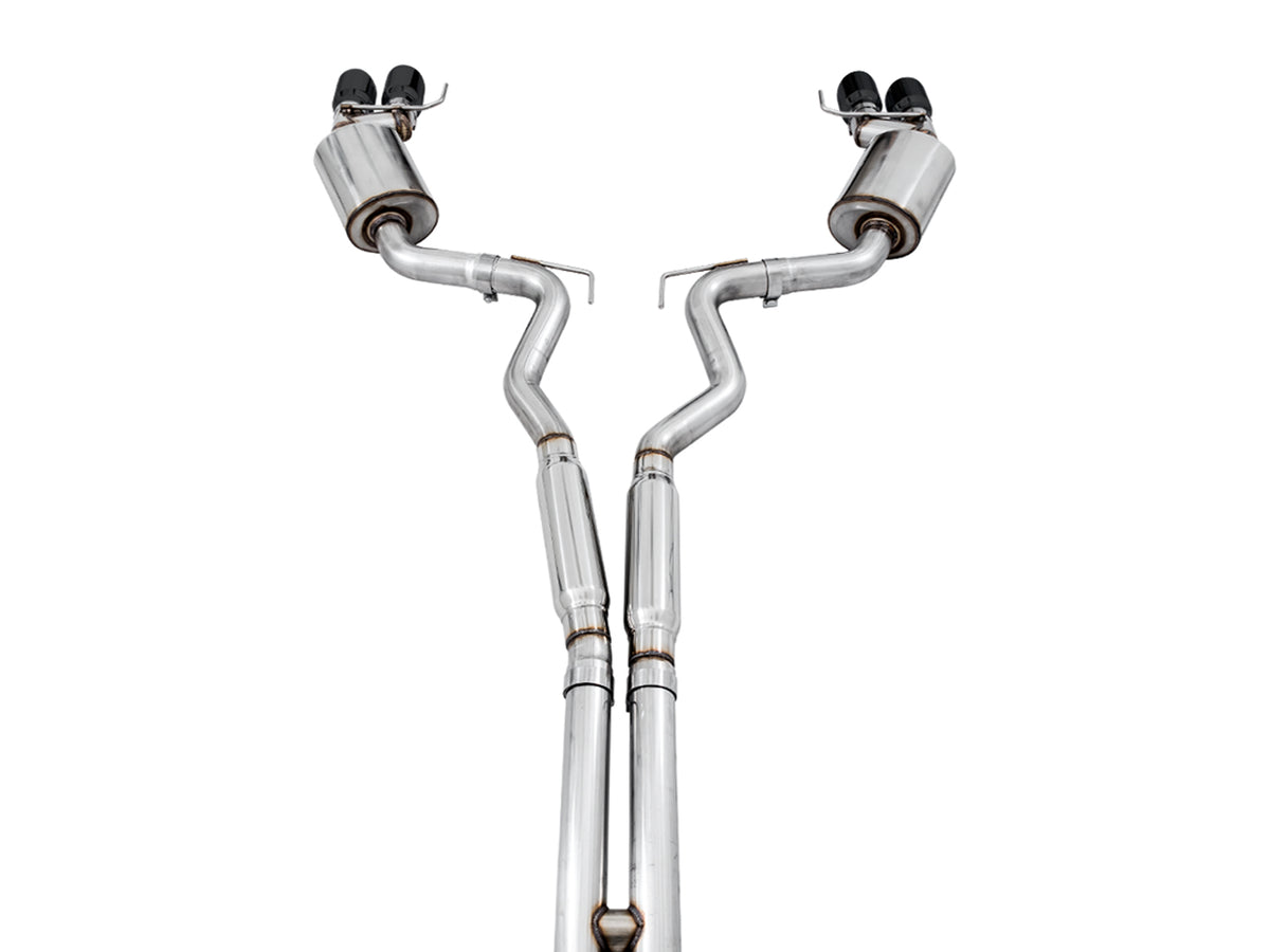 AWE Touring Edition Cat-back Exhaust for the '18-'23 S550 Mustang GT - Quad Diamond Black Tips